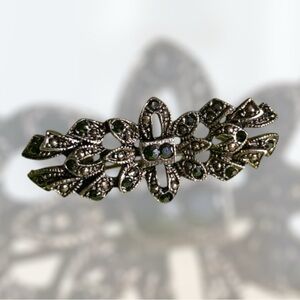 925 Sterling Silver Brooch, Vintage Marcasite pin